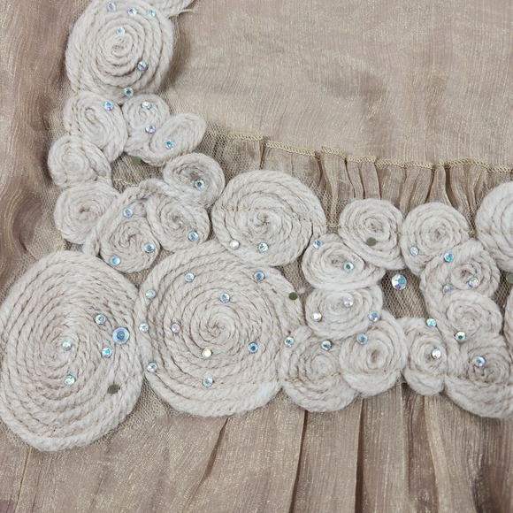 Pretty Angel Boho Blouse WOMENS SZ L Gold Sheer Festival Romantic Top - Picture 2 of 12